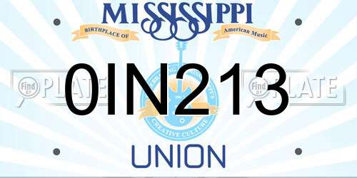 0IN213 Mississippi License Plate