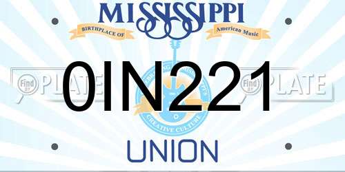 0IN221 Mississippi License Plate