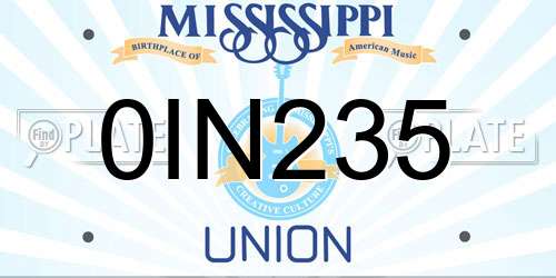 0IN235 Mississippi License Plate