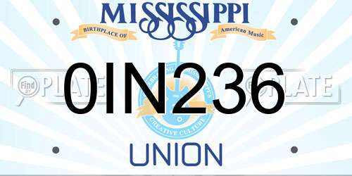 0IN236 Mississippi License Plate