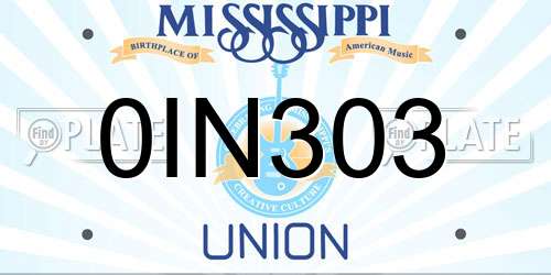 0IN303 Mississippi License Plate