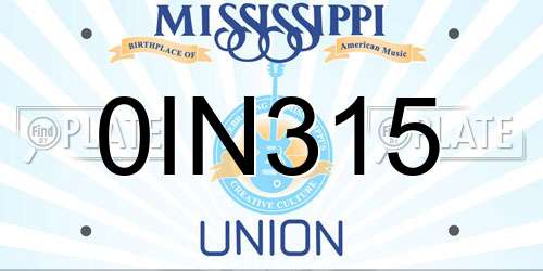 0IN315 Mississippi License Plate