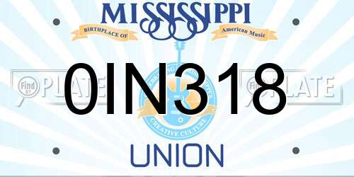 0IN318 Mississippi License Plate