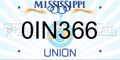 0IN366 Mississippi License Plate