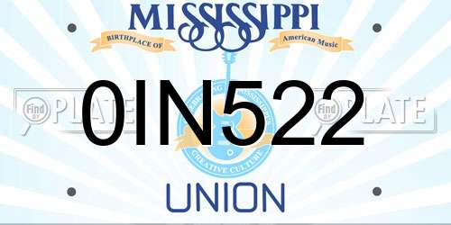 0IN522 Mississippi License Plate