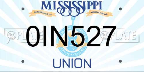 0IN527 Mississippi License Plate