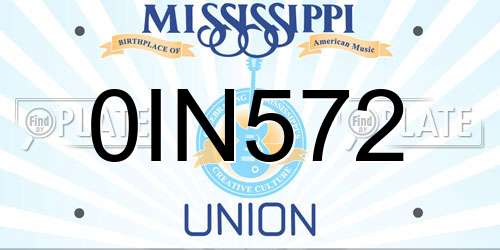 0IN572 Mississippi License Plate