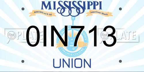 0IN713 Mississippi License Plate