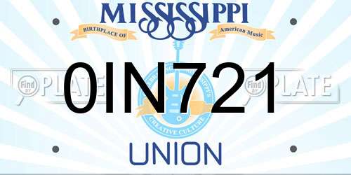0IN721 Mississippi License Plate