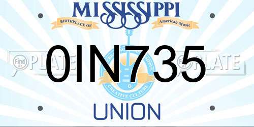 0IN735 Mississippi License Plate