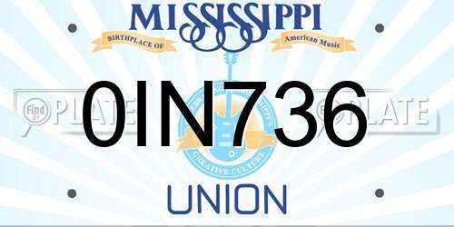 0IN736 Mississippi License Plate