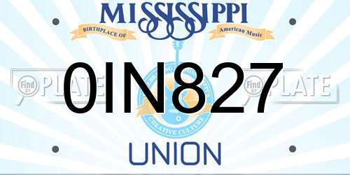 0IN827 Mississippi License Plate