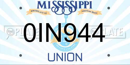 0IN944 Mississippi License Plate