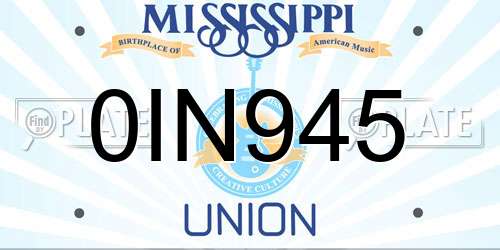 0IN945 Mississippi License Plate