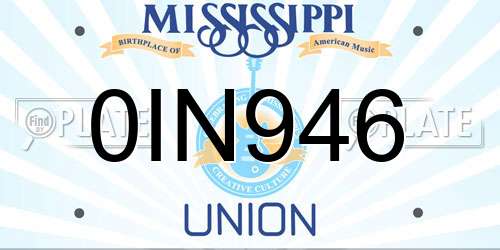 0IN946 Mississippi License Plate