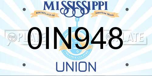 0IN948 Mississippi License Plate