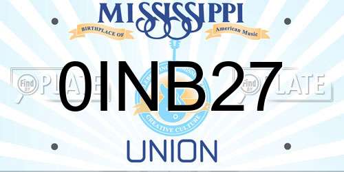 0INB27 Mississippi License Plate