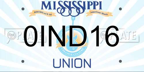 0IND16 Mississippi License Plate