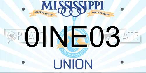0INE03 Mississippi License Plate