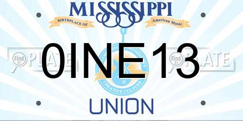 0INE13 Mississippi License Plate