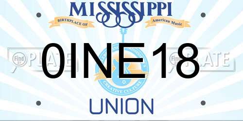 0INE18 Mississippi License Plate