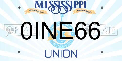 0INE66 Mississippi License Plate