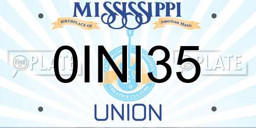 0INI35 Mississippi License Plate
