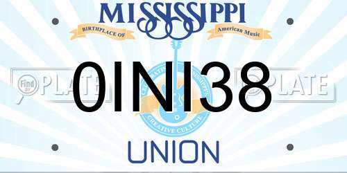 0INI38 Mississippi License Plate