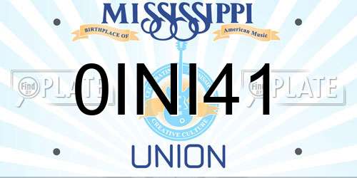 0INI41 Mississippi License Plate