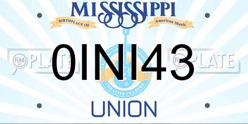0INI43 Mississippi License Plate