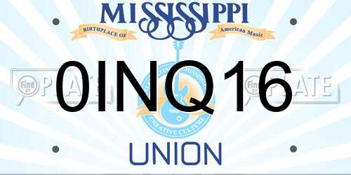 0INQ16 Mississippi License Plate