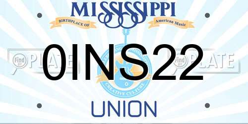 0INS22 Mississippi License Plate