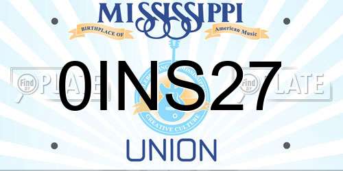 0INS27 Mississippi License Plate