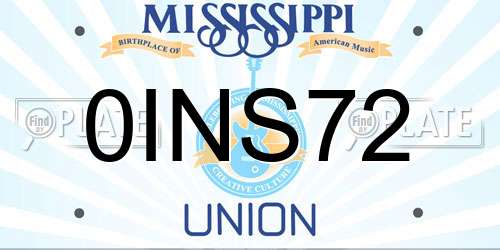 0INS72 Mississippi License Plate