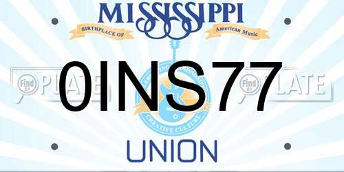 0INS77 Mississippi License Plate
