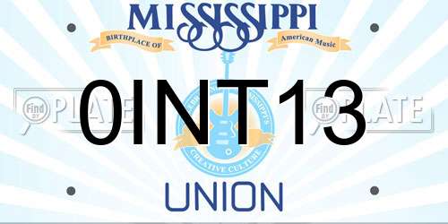 0INT13 Mississippi License Plate