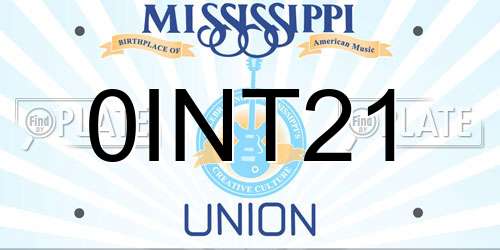0INT21 Mississippi License Plate