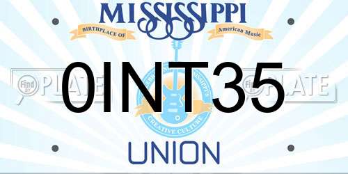0INT35 Mississippi License Plate