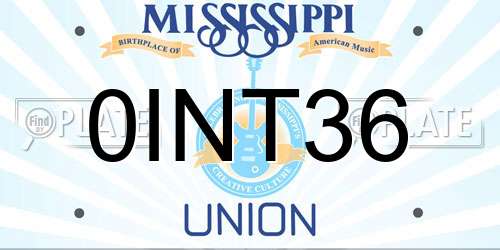 0INT36 Mississippi License Plate