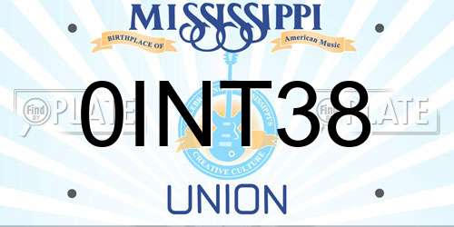 0INT38 Mississippi License Plate
