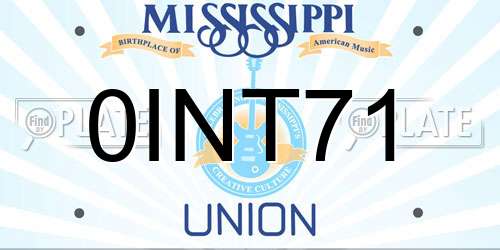 0INT71 Mississippi License Plate