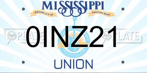 0INZ21 Mississippi License Plate