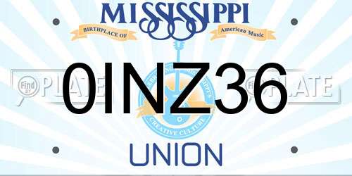 0INZ36 Mississippi License Plate