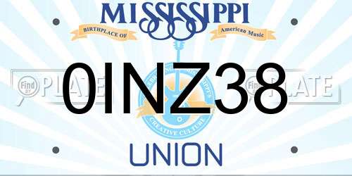 0INZ38 Mississippi License Plate