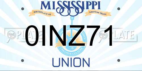 0INZ71 Mississippi License Plate