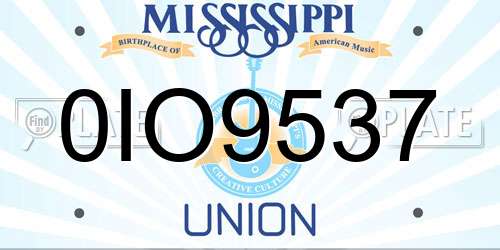 0IO9537 Mississippi License Plate