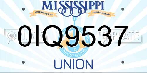 0IQ9537 Mississippi License Plate