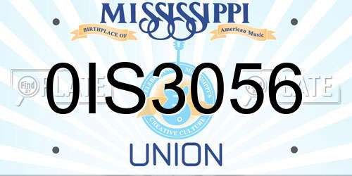 0IS3056 Mississippi License Plate