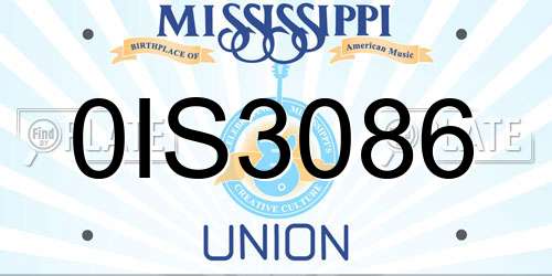 0IS3086 Mississippi License Plate