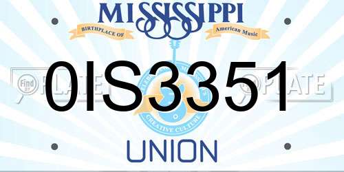 0IS3351 Mississippi License Plate